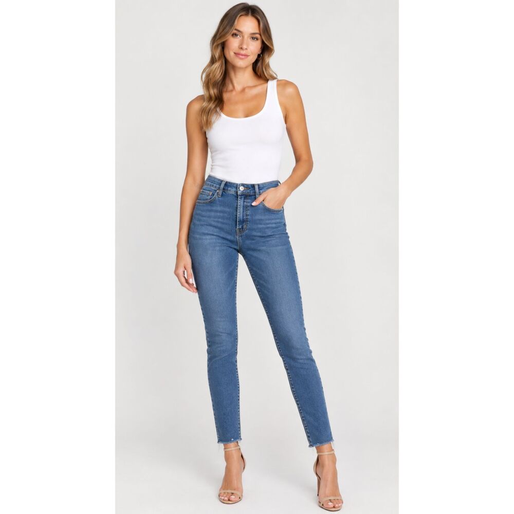 Old Navy Rockstar Super Skinny Ankle Jeans Raw Hem Women's Size 6